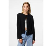 Strickjacke PIECES "PCORINA LS O-NECK KNIT CARDIGAN PWP BC", Damen, Gr. XS, schwarz, Strick, Obermaterial: 52% Viskose, 28% Polyester, 20% Nylon, unifarben, loose fit normal, Rundhals, gerader Abschlu