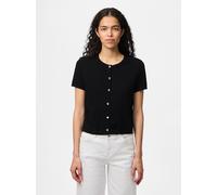 Strickjacke PIECES "PCORINA SS O-NECK KNIT CARDIGAN PW BC", Damen, Gr. XL, schwarz, Strick, Obermaterial: 52% Viskose, 28% Polyester, 20% Nylon, unifarben, loose fit kurz, Rundhals, Strickjacken Stric