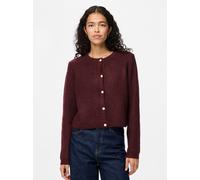 Strickjacke PIECES "PCSILLY LS O-NECK KNIT CARDIGAN NOOS BC", Damen, Gr. L, tawny port detail:melange, Strick, Obermaterial: 90% Polyester, 5% Wolle, 5% Elasthan, meliert, regular fit normal, Rundhals