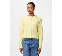 Strickjacke PIECES "PCSILLY LS O-NECK KNIT CARDIGAN NOOS BC", Damen, Gr. M, pale banana detail:melange, Strick, Obermaterial: 90% Polyester, 5% Wolle, 5% Elasthan, meliert, regular fit normal, Rundhal