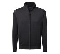 Strickjacke PIERRE CARDIN "Strickjacke StKrgRV", Herren, Gr. XXL, grau (anthrazit), Strick, Obermaterial: 100% Baumwolle, unifarben, regular fit normal, ohne Ausschnitt, Rippbündchen, Strickjacken Str