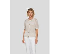 Strickjacke RABE, Damen, Gr. 48, beige (elfenbein), Strick, Obermaterial: 64% Polyester, 30% Baumwolle, 6% metallisierte Fasern, unifarben, tailliert hüftbedeckend, Rundhals, Bündchen, Strickjacken St