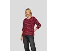 Strickjacke RABE, Damen, Gr. 52, bunt (merlot), Strick, Obermaterial: 63% Polyacryl, 18% Baumwolle, 16% Wolle, 3% Polyamid, gemustert, gestreift, gerade hüftbedeckend, Rundhals, Strickjacken Strickjac