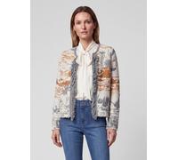 Strickjacke RABE "Strickjacke", Damen, Gr. 44, bunt (grau), Obermaterial: 42% Baumwolle, 33% Polyacryl, 11% Polyamid, 10% Polyester, 3% Wolle, 1% Elasthan, gemustert, gerade, Strickjacken Strickjacke
