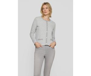 Strickjacke RABE "Strickjacke", Damen, Gr. 44, grau, 84%Polyester 15%Viskose 1%Elasthan 75%Polyester 22%Viskose 3%Elasthan, gestreift, Strickjacken Strickjacke (12412546-44) grau