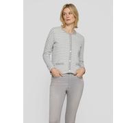 Strickjacke RABE "Strickjacke", Damen, Gr. 48, grau, 84%Polyester 15%Viskose 1%Elasthan 75%Polyester 22%Viskose 3%Elasthan, gestreift, Strickjacken Strickjacke (12412546-48) grau