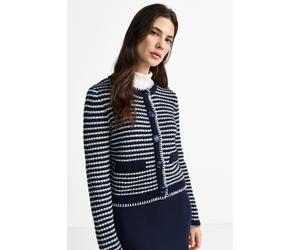 Strickjacke RICHROYAL, Damen, Gr. M, midnight blau, Strick, Obermaterial: 60% Polyacryl, 15% Alpaka, 15% Wolle, 10% Viskose, normal, Rundhals, Strickjacken Strickjacke, gestreift, Rundhals, maritimer