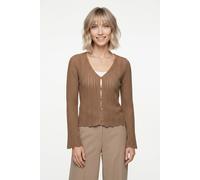 Strickjacke RICHROYAL, Damen, Gr. XS, braun, Strick, Obermaterial: 100% Baumwolle, unifarben, regular fit taillenbedeckt, V-Ausschnitt, eingesetzt Strickbund, Strickjacken Strickjacke, Regular fit mit