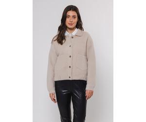 Strickjacke RINO & PELLE "BUBBLY", Damen, Gr. L (40), grau (stone), Web, Obermaterial: 59% Polyamid, 26% Polyester, 15% Viskose, unifarben, normal hüftbedeckend, Rundhals, Strickjacken Strickjacke, mi