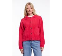 Strickjacke RINO & PELLE "BUBBLY", Damen, Gr. L (40), pink punch, Web, Obermaterial: 63% Polyamid, 24% Polyester, 13% Viskose, normal hüftbedeckend, Rundhals, Strickjacken Strickjacke, mit flauschiger