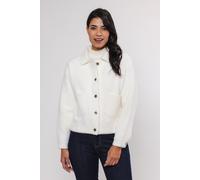 Strickjacke RINO & PELLE "BUBBLY", Damen, Gr. L (40), snow weiß, Web, Obermaterial: 59% Polyamid, 26% Polyester, 15% Viskose, normal hüftbedeckend, Rundhals, Strickjacken Strickjacke, mit flauschiger
