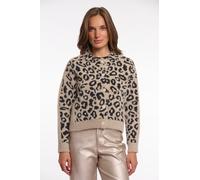 Strickjacke RINO & PELLE "JET", Damen, Gr. XL (42), desert leopard, Web, Obermaterial: 47% Polyamid, 28% Viskose, 25% Polyester, normal hüftlang, Rundhals, Strickjacken Strickjacke, Kunstfell im Anima
