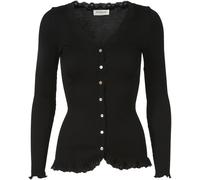 Strickjacke ROSEMUNDE "Babette Silk Cardigan", Damen, Gr. L, schwarz, Feinripp, Obermaterial: 70% Seide, 30% Baumwolle, unifarben, hüftlang, V-Ausschnitt, gewellter Abschluss, Strickjacken Strickjacke