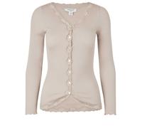 Strickjacke ROSEMUNDE "Babette Silk Cardigan mit Seide", Damen, Gr. XL, beige (cacao), Feinripp, Obermaterial: 70% Seide, 30% Baumwolle, hüftlang, V-Ausschnitt, gewellter Abschluss, Strickjacken Stric