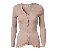 Strickjacke ROSEMUNDE "Babette Silk Cardigan mit Seide", Damen, Gr. XS, rosa (vintage powder), Feinripp, Obermaterial: 70% Seide, 30% Baumwolle, hüftlang, V-Ausschnitt, gewellter Abschluss, Strickjack