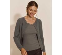 Strickjacke ROSEMUNDE "Laica cardigan mit Wolle und Kaschmir", Damen, Gr. XL, grau (stormy weather), Strick, Obermaterial: 70% Wolle, 30% Kaschmir, unifarben, regular fit hüftlang, Rundhals, Raglanärm
