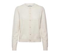 Strickjacke ROSEMUNDE "Laica Pointelle cardigan mit Wolle und Kaschmir", Damen, Gr. M, wollweiß, Strick, Obermaterial: 70% Wolle, 30% Kaschmir, unifarben, bequem hüftlang, V-Ausschnitt, Rippbündchen,