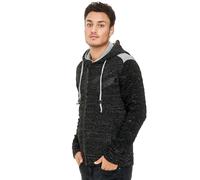 Rusty Neal Herren Strickjacke Pullover Reißverschluss Zipper Kapuzenpullover Grobstrick Strick Jacke 344, Größe S-6XL:S, Farbe:Schwarz