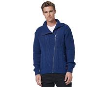 Strickjacke RUSTY NEAL, Herren, Gr. XL, blau (indigo), 70% Polyacryl, 30% Baumwolle, unifarben, hoch geschlossener Ausschnitt, Strickjacken Strickjacke, mit asymmetrischem Reißverschluss (48781239-XL)