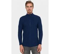 Strickjacke RUSTY NEAL "Knitwear", Herren, Gr. 3XL, blau (dunkelblau), 70% Polyacryl, 30% Baumwolle, unifarben, hoch geschlossener Ausschnitt, Strickjacken Strickjacke, mit klassischem Stehkragen (519