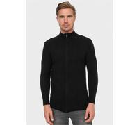 Strickjacke RUSTY NEAL "Knitwear", Herren, Gr. XL, schwarz, 70% Polyacryl, 30% Baumwolle, unifarben, hoch geschlossener Ausschnitt, Strickjacken Strickjacke, mit klassischem Stehkragen (98204552-XL) s