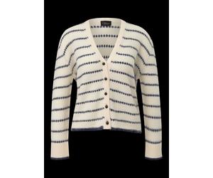 Strickjacke S.OLIVER BLACK LABEL, Damen, Gr. 48, beige, Strick, Obermaterial: 35% Polyamid, 31% Polyacryl, 26% Wolle, 4% Alpaka, 4% Modal, gestreift, bequem hüftbedeckend, V-Ausschnitt, Bündchen, Stri