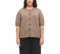 Strickjacke S.OLIVER CURVE, Damen, Gr. 44, braun, Strick, Obermaterial: 50% Baumwolle, 25% Polyamid, 14% Polyacryl, 8% Wolle, 3% Elasthan, meliert, bequem hüftbedeckend, Rundhals, mit Knöpfen, Strickj