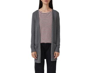 Strickjacke S.OLIVER, Damen, Gr. 34, grau (dunkelgrau melange), Strick, Obermaterial: 50% Baumwolle, 25% Polyamid, 14% Polyacryl, 8% Wolle, 3% Elasthan, meliert, regular fit ca. Mitte Oberschenkel, Ru