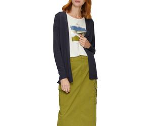 Strickjacke S.OLIVER, Damen, Gr. 38, blau (navy), Feinstrick, Obermaterial: 50% Baumwolle, 50% Viskose, unifarben, gerade Po-bedeckend, Rundhals, Bündchen, Strickjacken Strickjacke, Feinstrick ohne Ve