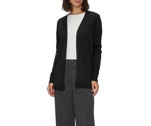 Strickjacke S.OLIVER, Damen, Gr. 38, schwarz, Feinstrick, Obermaterial: 50% Baumwolle, 50% Viskose, unifarben, gerade Po-bedeckend, Rundhals, Bündchen, Strickjacken Strickjacke, Feinstrick ohne Versch