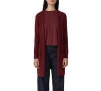 Strickjacke S.OLIVER, Damen, Gr. 40, dunkelrot, Strick, Obermaterial: 50% Baumwolle, 25% Polyamid, 14% Polyacryl, 8% Wolle, 3% Elasthan, unifarben, regular fit ca. Mitte Oberschenkel, Rundhals, Rippbü