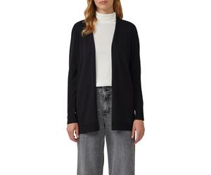 Strickjacke S.OLIVER, Damen, Gr. 40, schwarz, Feinstrick, Obermaterial: 50% Baumwolle, 50% Viskose, unifarben, gerade Po-bedeckend, Rundhals, Bündchen, Strickjacken Strickjacke, Feinstrick ohne Versch