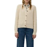 Strickjacke S.OLIVER, Damen, Gr. 44, beige, Strick, Obermaterial: 60% Baumwolle, 40% Polyacryl, Strukturmuster, regular fit taillenbedeckt, Rundhals, Rippbündchen, Strickjacken Strickjacke, mit Strukt
