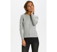 Strickjacke SAINT TROPEZ "A8661, MilaSZ R-Neck Cardigan", Damen, Gr. XS, grau (pearl grau mel ange), Strick, Obermaterial: 80% Viskose, 20% Polyamid, unifarben, regular fit normal, Rundhals, Strickjac