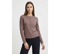 Strickjacke SAINT TROPEZ "A8661, MilaSZ R-Neck Cardigan", Damen, Gr. XXL, braun (antler melange), Strick, Obermaterial: 80% Viskose, 20% Polyacryl, meliert, regular fit normal, Rundhals, Strickjacken