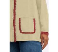 Cardigan SHEEGO, Damen, Gr. 52/54, sand, kirsche, 100% Polyacryl, Besatz:100% Polyamid, unifarben, Strickjacken (23958442-52) sand, kirsche