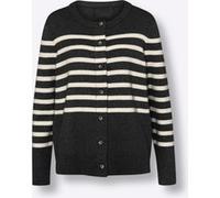 Strickjacke schwarz-ecru-geringelt 46