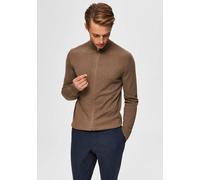 Strickjacke SELECTED HOMME "SLHBERG FULL ZIP CARDIGAN NOOS", Herren, Gr. L, beige, Strick, Obermaterial: 100% Baumwolle, normal, hoch geschlossener Ausschnitt, Rippbündchen, Strickjacken (32350446-L)