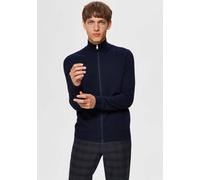 Strickjacke SELECTED HOMME "SLHBERG FULL ZIP CARDIGAN NOOS", Herren, Gr. XL, blau (navy blazer), Strick, Obermaterial: 100% Baumwolle, unifarben, normal, hoch geschlossener Ausschnitt, Rippbündchen, S