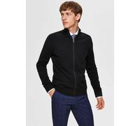 Strickjacke SELECTED "SLHBERG FULL ZIP CARDIGAN NOOS", Herren, Gr. XL, schwarz, Strick, Obermaterial: 100% Baumwolle, unifarben, normal, hoch geschlossener Ausschnitt, Rippbündchen, Strickjacken Stric