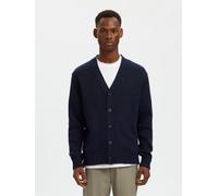 Strickjacke SELECTED "SLMCODY LS KNIT CARDIGAN NOOS", Herren, Gr. XL, blau (sky captain), Strick, Obermaterial: 65% Wolle, 35% Nylon, unifarben, regular fit normal, ohne Ausschnitt, Rippbündchen, Stri