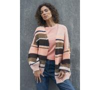 Strickjacke SENSES.THE LABEL, Damen, Gr. M/L, multi color, Material: 67% Polyacryl, 14% Polyester, 12% Polyamid, 7% Elasthan, gestreift, oversize normal, eingesetzt Rippbündchen, Strickjacken Strickja