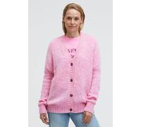 Strickjacke SENSES.THE LABEL, Damen, Gr. XL/XXL, rose pink melange, Material: 67% Polyacryl, 14% Polyester, 12% Polyamid, 7% Elasthan, meliert, oversize normal, tiefer V-Ausschnitt, eingesetzt Rippbün