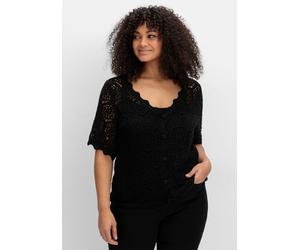 Strickjacke SHEEGO BY JOE BROWNS, Damen, Gr. 48/50, schwarz, 50% Baumwolle, 50% Polyacryl, unifarben, Strickjacken Strickjacke (89186625-48) schwarz