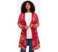 Strickjacke SHEEGO BY JOE BROWNS, Damen, Gr. 52/54, erdbeere, camel, gemustert, 75% Polyacryl, 22% Polyester, 3% Elasthan, geblümt, gemustert, mehrfarbig, Strickjacken Strickjacke (66202421-52) erdbee