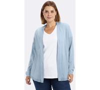 Strickjacke SHEEGO, Damen, Gr. 48/50, hellblau, 50% Baumwolle, 50% Polyacryl, unifarben, figurumspielend, Strickjacken Strickjacke (97741552-48) hellblau