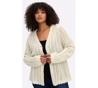 Strickjacke SHEEGO, Damen, Gr. 52/54, beige (champagner), 80% Polyacryl, 20% Baumwolle, unifarben, Strickjacken Strickjacke (71775763-52) champagner