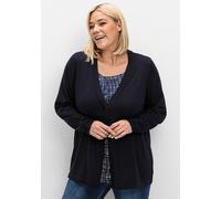 Leichte Feinstrickjacke mit 1-Knopf-Verschluss, tiefblau, Gr.52/54