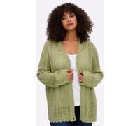 Strickjacke SHEEGO, Damen, Gr. 52/54, lindgrün, 80% Polyacryl, 20% Baumwolle, unifarben, Strickjacken Strickjacke (79606207-52) lindgrün
