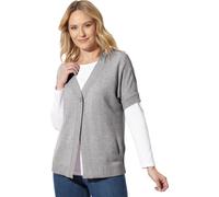 Strickjacke steingrau-ecru-meliert 44/46 Polyacryl
